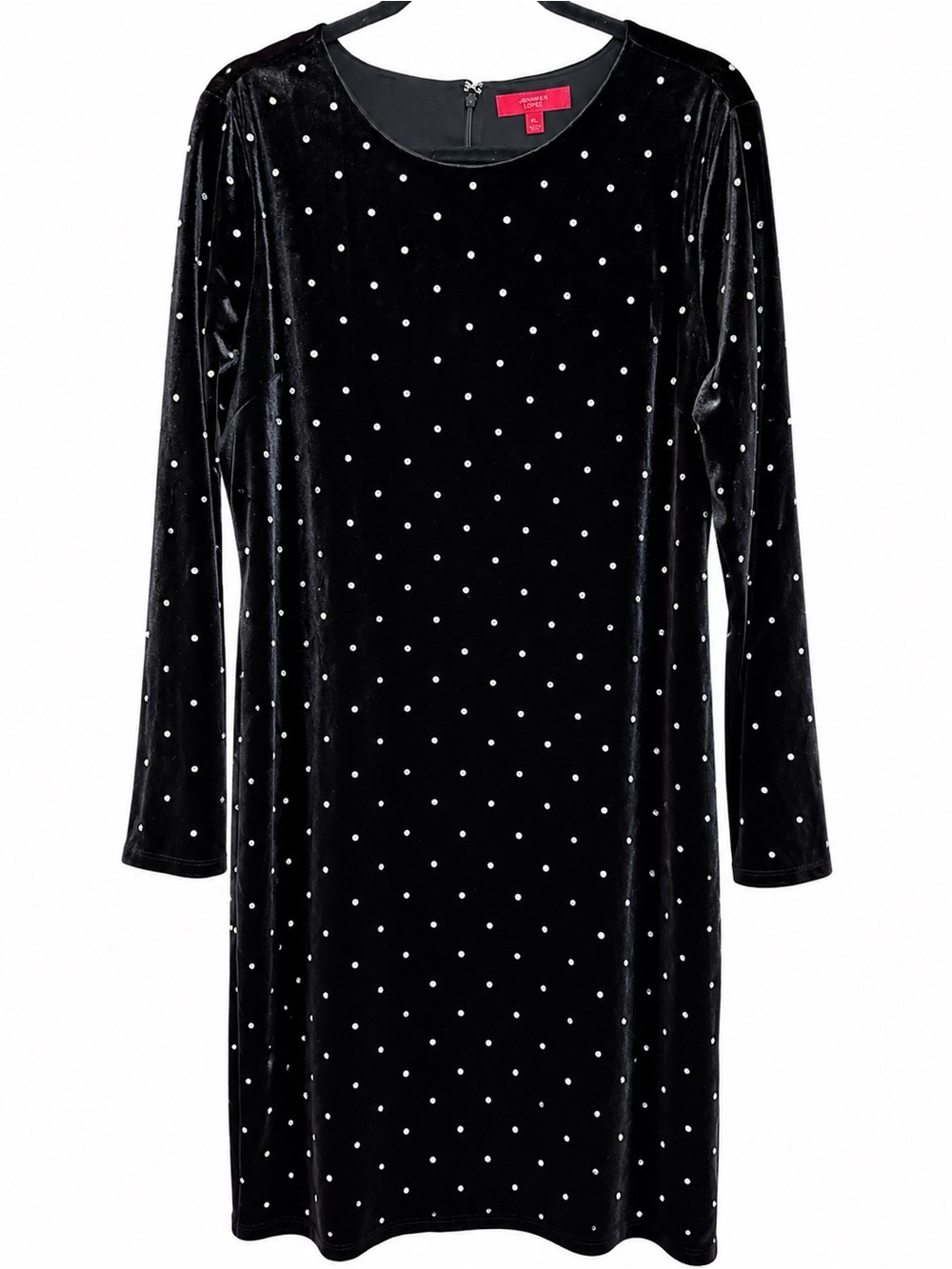 Jennifer Lopez Black Velvet Rhinestone Dress XL Long Sleeve Holiday